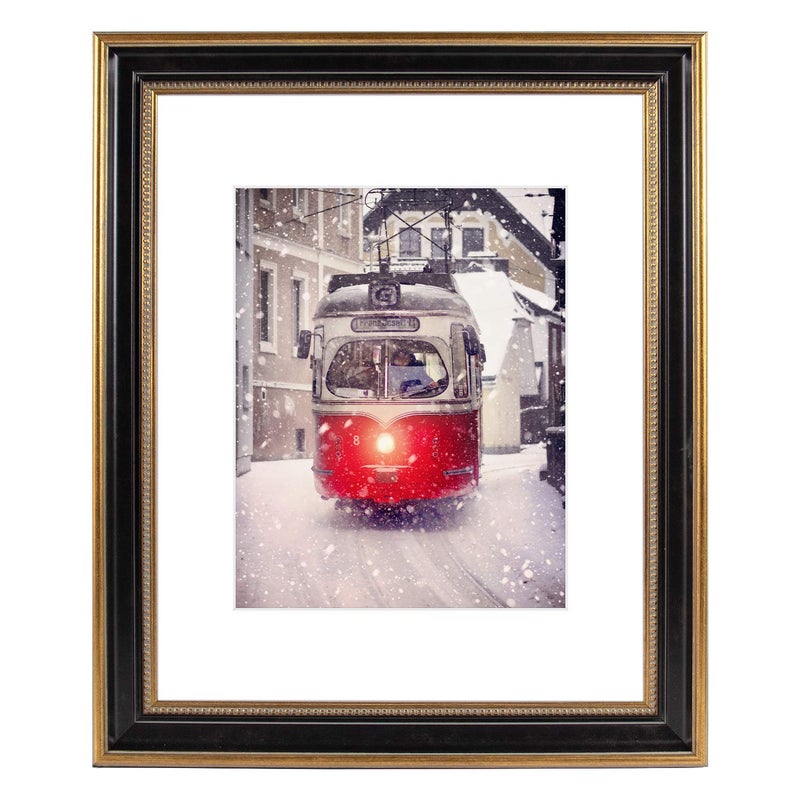 Space Art Deco, 16x20 Picture Frame with Mat for 11x14 Photo or Display 16x20 Prints Without Mat, Shatter Resistant Glass Wall Mounting (Color Ornate Gold/Black) - Image 1